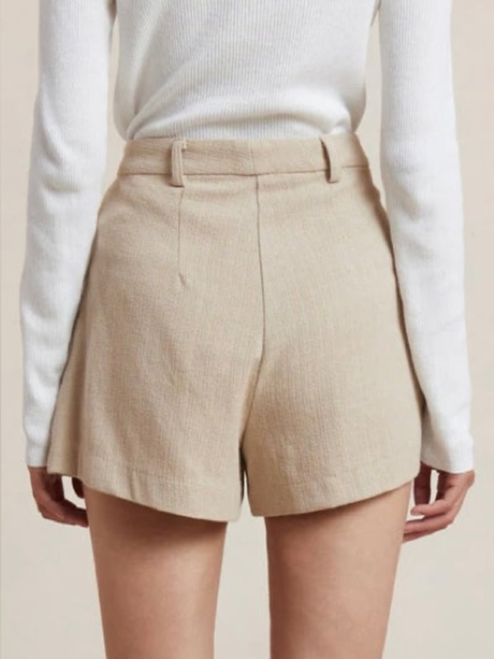 Bec and bridge tan 100% cotton textured weaved knit coastal trouser shorts US 4 - Picture 9 of 13